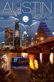 Austin Texas - Skyline at Night Ceramic Coasters