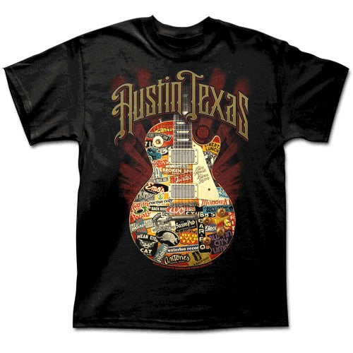 Austin Live Music Guitar  - Black Tee