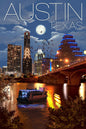 Austin Texas - Skyline at Night Ceramic Coasters