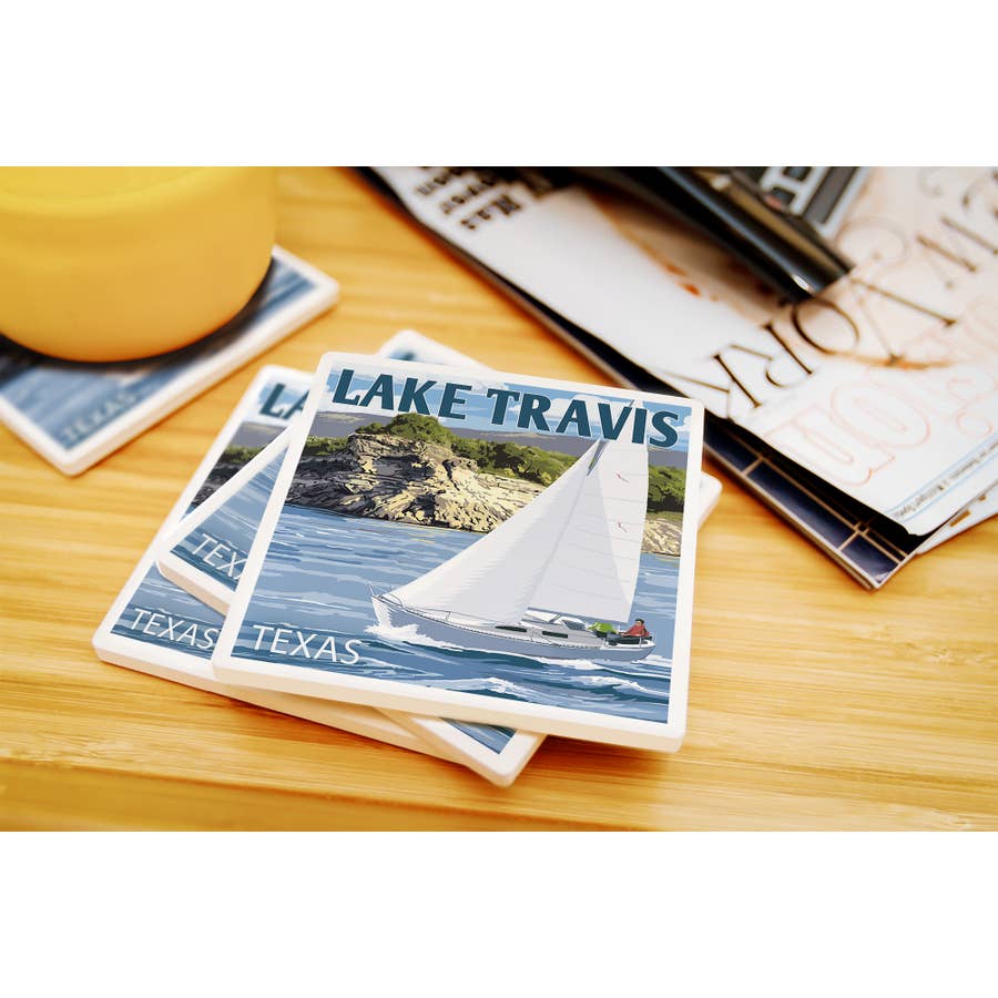 Austin - Texas Lake Travis Sailing Scene Coaster