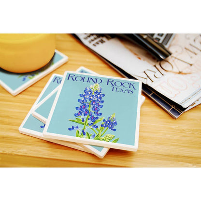 Round Rock - Texas Bluebonnet Ceramic Coaster