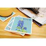 Texas - Bluebonnet Letterpress Ceramic Coasters