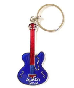 Austin Blue Guitar Keychain
