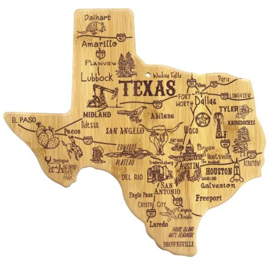 Texas Shaped Bamboo Cutting Board