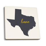 Texas - Home State - Gray on White Ceramic Coaster