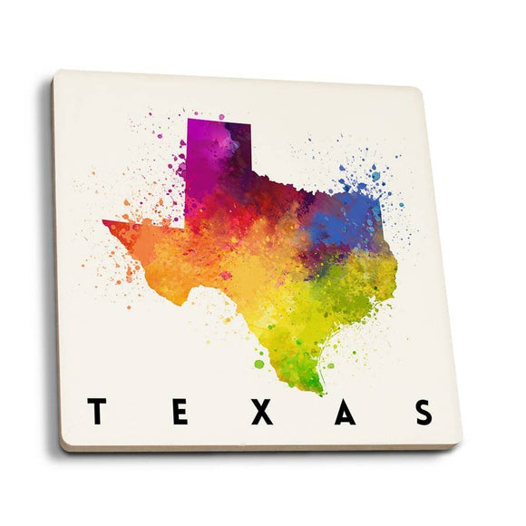 Texas - State Watercolor White Ceramic Coaster